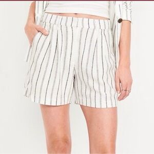 Old Navy High Waist White and Blue Striped Shorts